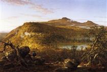 Вид на два озера и отель Маунтин-хаус, горы Катскилл, утро - Томас Коул