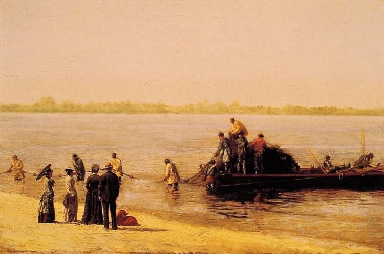 Shad Fishing at Gloucester on the Delaware River, 1881 - 湯姆·艾金斯