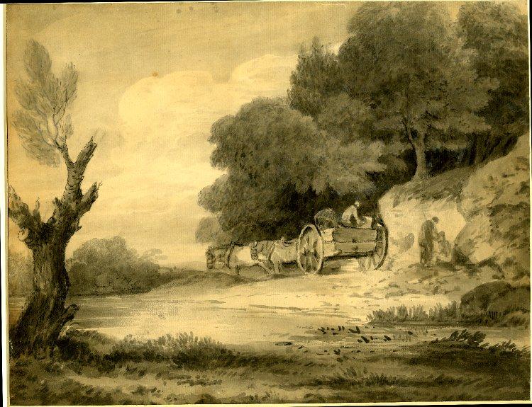 Figures with cart at roadside - Томас Гейнсборо
