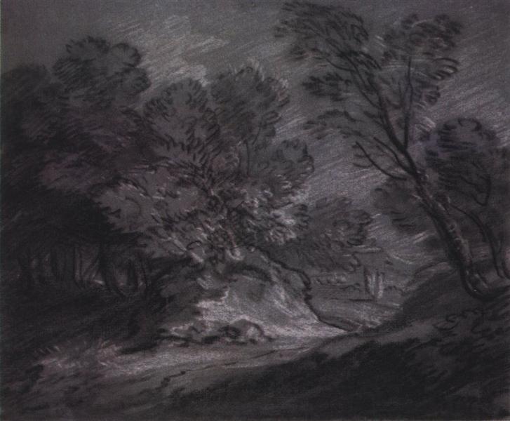 Forest landsape with mountain - Thomas Gainsborough