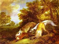 Greyhounds coursing a fox - Томас Гейнсборо