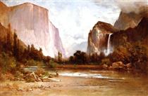 Piute Indians Fishing in Yosemite - Томас Хилл