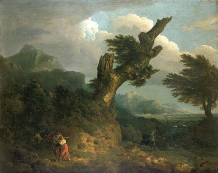 A Storm - Prospero, Miranda and Caliban Spy, 1778 - Томас Джонс