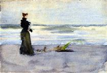 Edwardian woman on the Beach - Томас Поллок Аншутц