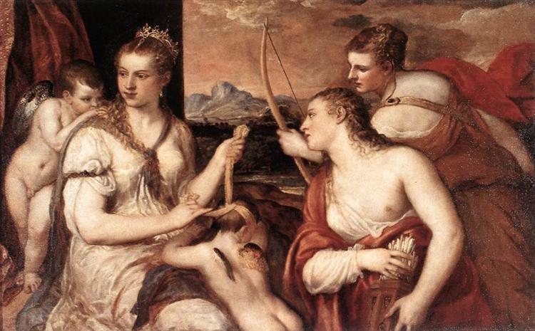 Venus Blindfolding Cupid, c.1565 - Titien