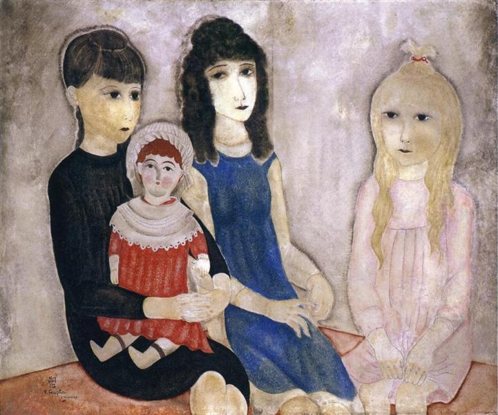 Children and Doll, 1918 - Цугухару Фудзита