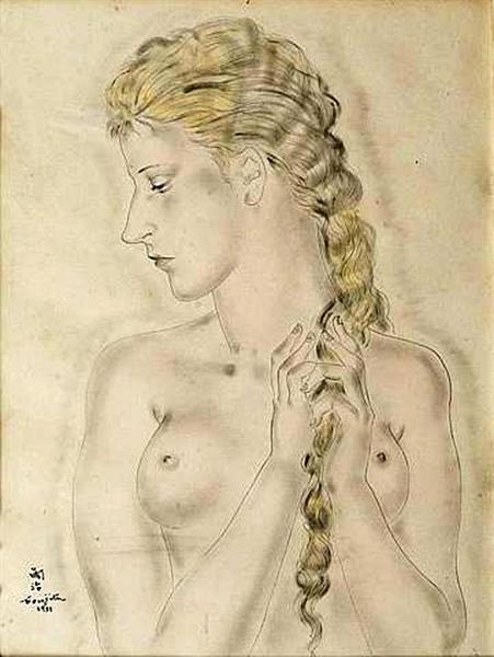 Femme se coiffant, 1931 - Цуґухару Фудзіта
