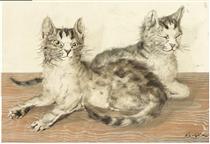 Les deux chats - Tsugouharu Foujita