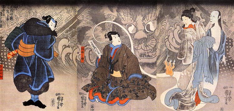 Apparition of the monstrous cat - Утагава Куниёси