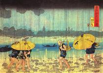 At the shore of the Sumida river - Utagawa Kuniyoshi