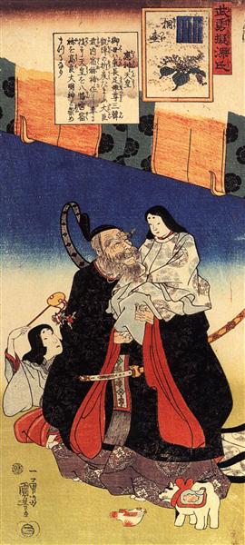 Takeuchi and the infant emperor - Utagawa Kuniyoshi