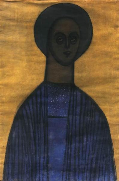 Self Portrait with Icon, 1936 - Lajos Vajda