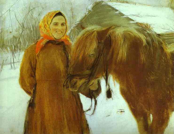 In a Village. Peasant Woman with a Horse, 1898 - Valentin Serov