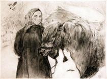 Баба с лошадью - Валентин Серов