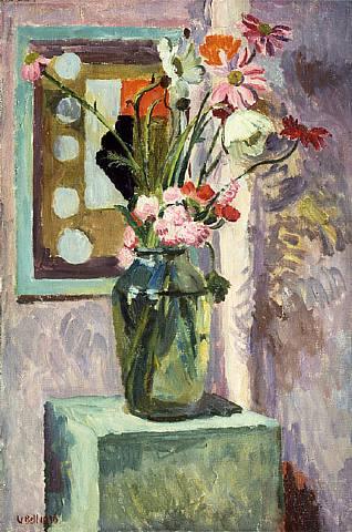 Flowers in a Glass Vase with Abstract Needlework Design - Ванесса Белл