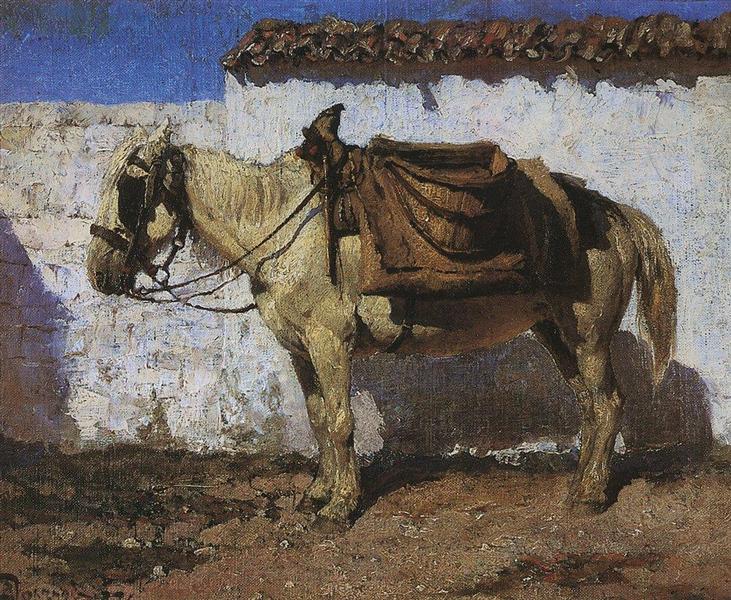 Белая лошадка. Нормандия, 1874 - Василий Поленов