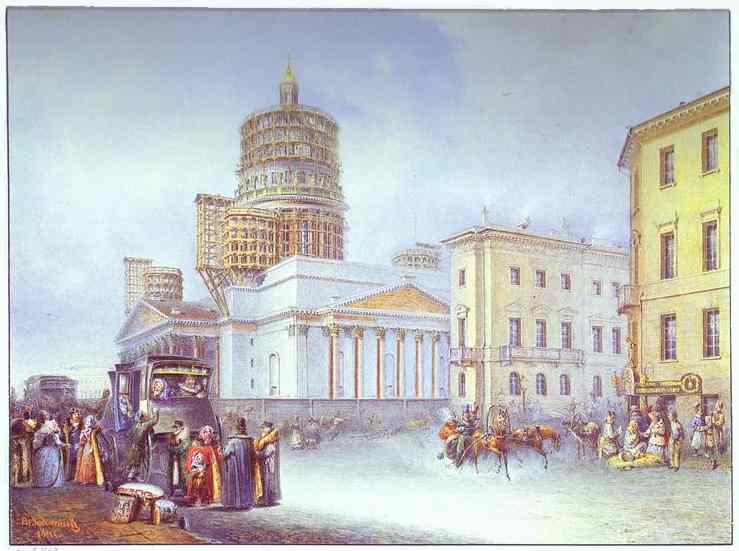 Departure of an Omnibus from St. Isaac's Square in St. Petersburg, 1841 - Vasily Sadovnikov