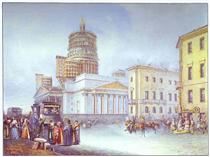 Departure of an Omnibus from St. Isaac's Square in St. Petersburg - Vasily Sadovnikov