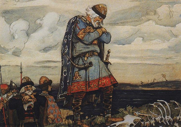 Oleg at his horse`s remains, 1899 - Viktor Vasnetsov