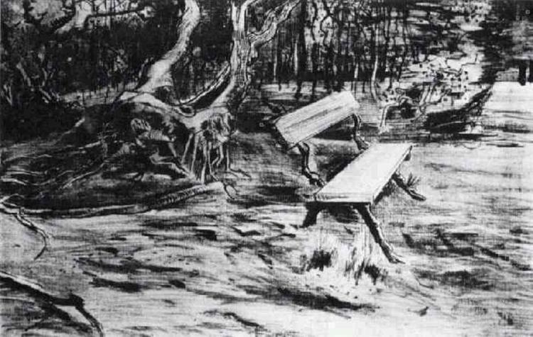 Bench in a Wood, 1882 - 梵谷