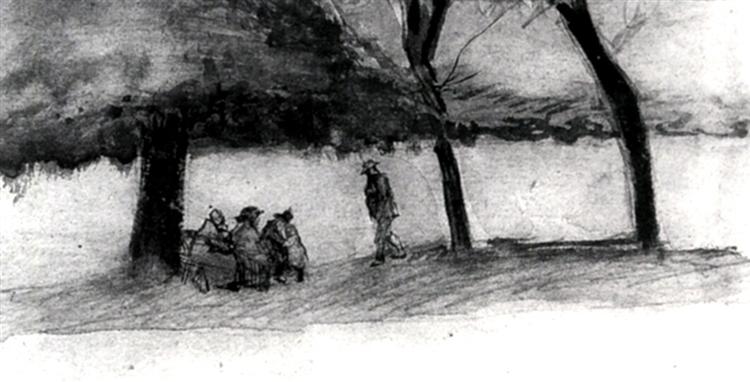 Лавка з трьома людьми, 1882 - Вінсент Ван Гог