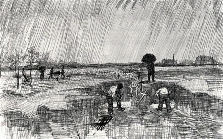 Churchyard in the Rain, 1883 - Винсент Ван Гог