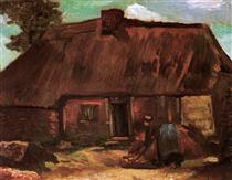 Cottage with Peasant Woman Digging - Винсент Ван Гог