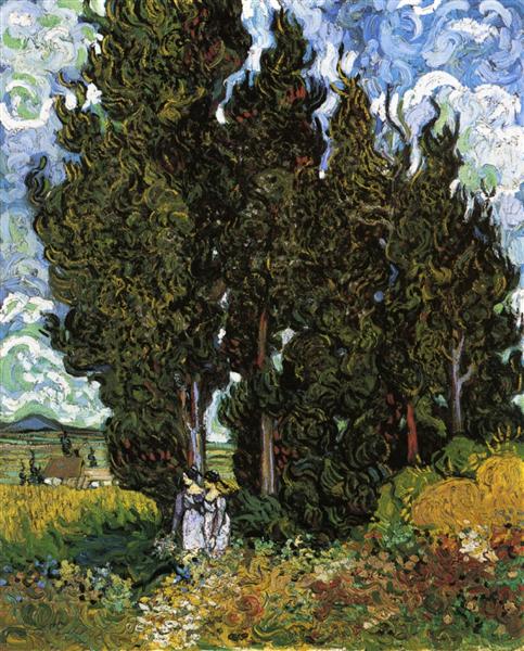 Cypresses with Two Women, 1889 - Vincent van Gogh