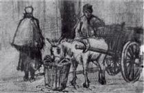 Donkey Cart with Boy and Scheveningen Woman - 梵谷