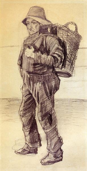 Fisherman with Basket on his Back, 1882 - Vincent van Gogh