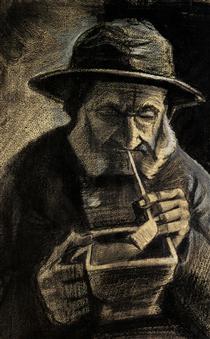 Fisherman with Sou'wester, Pipe and Coal-pan - Vincent van Gogh