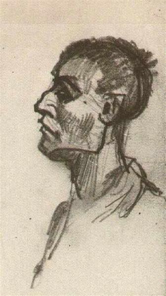 Head of a Man, Bareheaded, 1885 - 梵谷