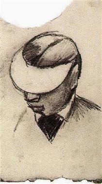 Head of a Man with Cap (Lithographer's Shade) - Vincent van Gogh
