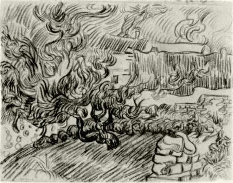 Houses among Trees, 1890 - Винсент Ван Гог
