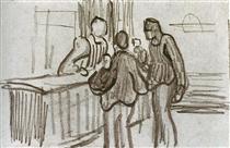 Men in Front of the Counter in a Cafe - 梵谷
