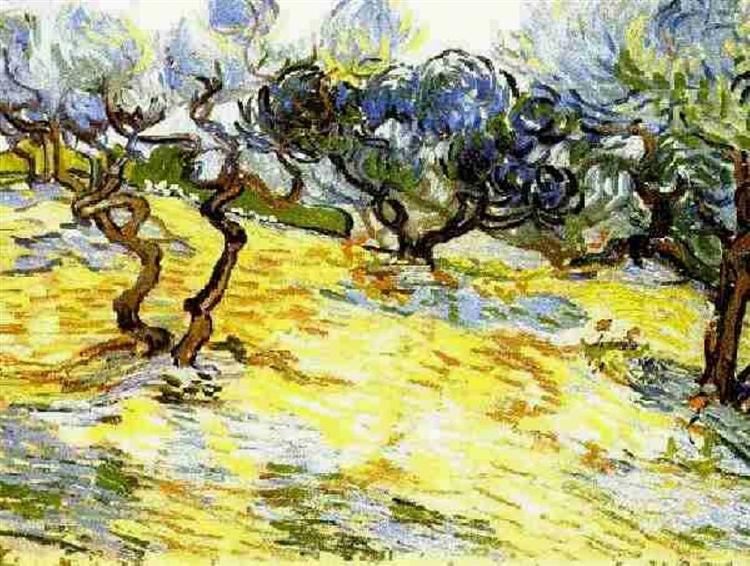 Olive Trees Bright Blue Sky, 1889 - 梵谷