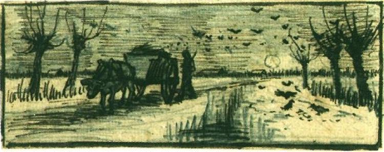 Oxcart in the Snow, 1884 - Vincent van Gogh