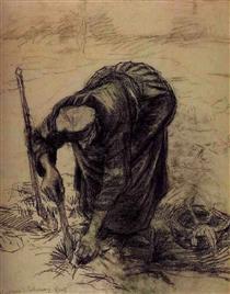 Peasant Woman, Planting Beets - Vincent van Gogh