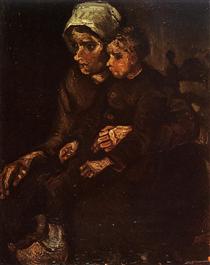 Peasant Woman with a Child in Her Lap - 梵谷