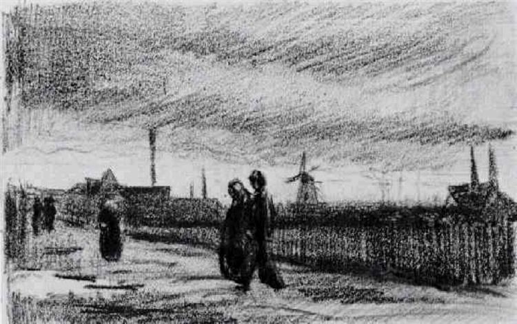People Walking in Eindhoven, 1885 - 梵谷