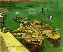 Quay with Men Unloading Sand Barges - Vincent van Gogh