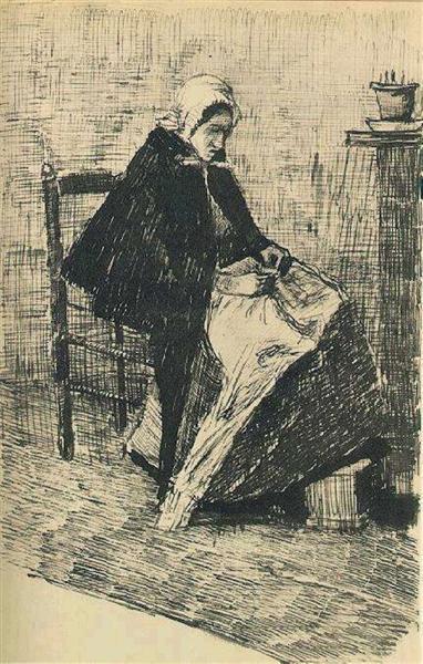Scheveningen Woman Sewing, 1881 - Vincent van Gogh
