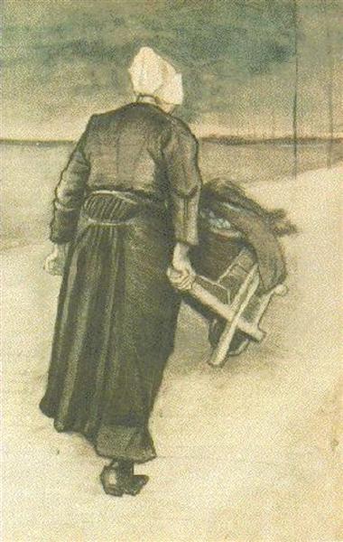 Scheveningen Woman with Wheeelbarrow, 1883 - 梵谷