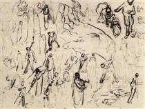 Sheet with Figures and Hands - Vincent van Gogh