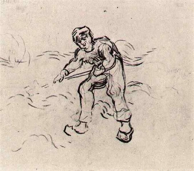 Sketch of a Peasant Working, 1890 - Винсент Ван Гог