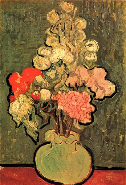 Still Life Vase with Rose-Mallows, 1890 - 梵谷