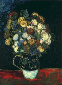 Still Life Vase with Zinnias - Vincent van Gogh