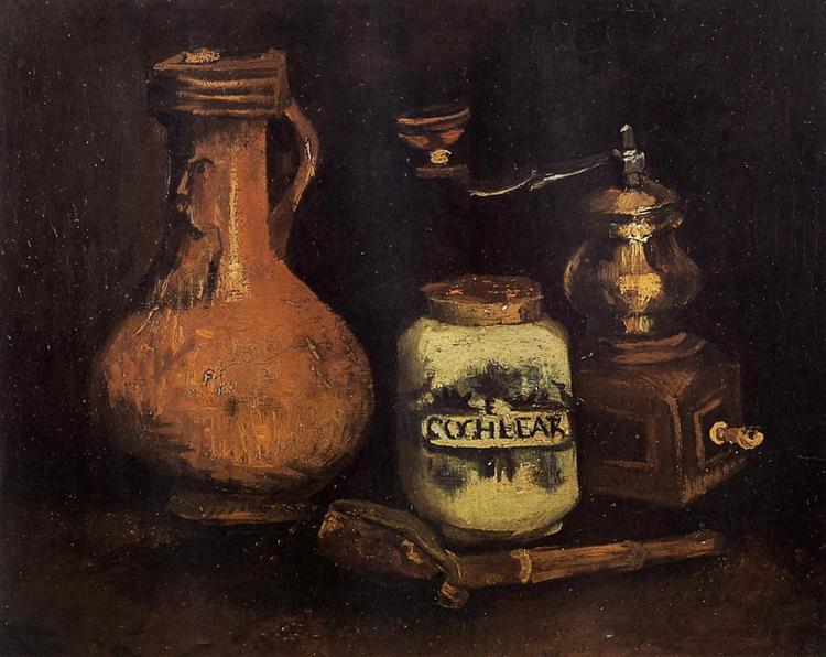 Still Life with Coffee Mill, Pipe Case and Jug, 1884 - 梵谷
