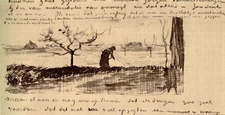 Stooping Woman in Landscape, 1883 - Винсент Ван Гог