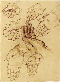 Study Sheet with Seven Hands - Винсент Ван Гог